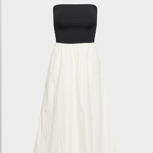 Aritzia Black Bodice Ivory A-Line Midi Dress - Picture 5 of 7